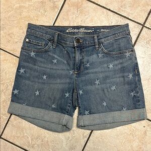 Eddie Bauer Blue Jean Boyfriend  Shorts with Cuffed Hem